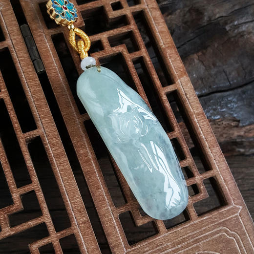 【天然正品】天然细腻糯冰种花开富贵（牡丹）翡翠吊坠项链51.3*18.5*9.5MM（皆取最大值）女士现售价：980特价！090425AH07 商品图8