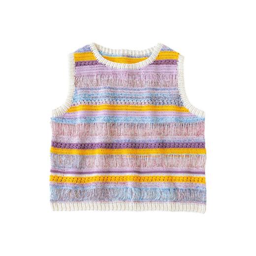 苏苏姐家条纹镂空背心手工diy编织钩针蕾丝线毛线团自制马甲材料包 商品图4