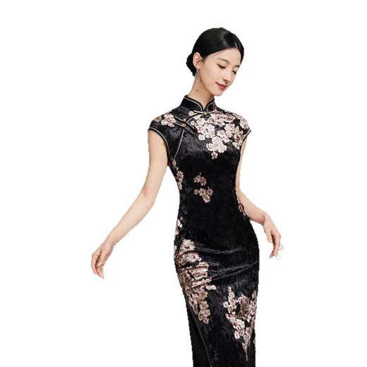 GX苏杭改良新中式丝绒连袖旗袍2025春夏新款修身显瘦旗袍 商品图4