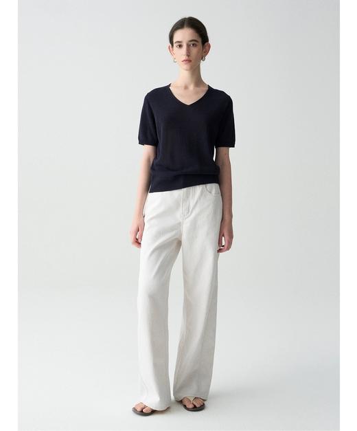 【无缝一体和纸纱V领T恤】甄选和纸混纺纱线，质地轻盈，透气清爽JZ2534-CC 商品图2