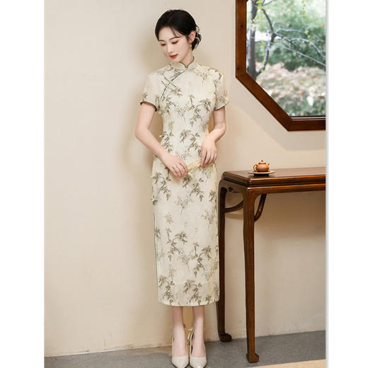 GX传统国风中式长款改良旗袍2025新款年轻款女复古短袖日常可穿夏季 商品图3