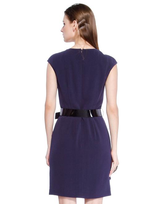 4894415284775 JOAN&DAVID 深蓝色圆领时尚盖肩袖连衣裙 商品图1