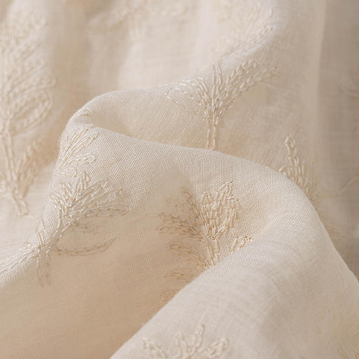 绽放旅行女装268朵/苎麻底绣花立领开襟七分袖衬衫温柔百搭开衫女 商品图3