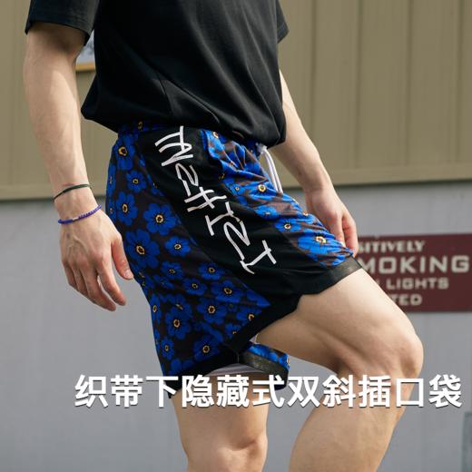 LUSHISI蓝梦织途主题短裤美式休闲街头运动四五分拼接抽绳运动裤 商品图1