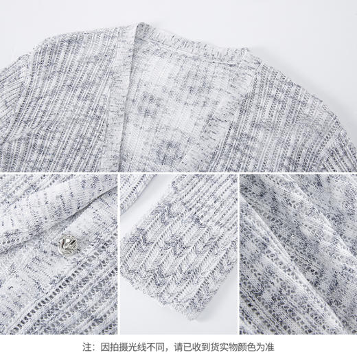 【商场同款】CNR5592 “光影镂空开衫 ” 冰川灰镂空针织衫 棉亚麻舒爽好穿 商品图5