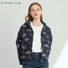 VIVIAN LIU R2453107 2025春女装立领拉链短款下摆松紧牛仔外套 商品缩略图0