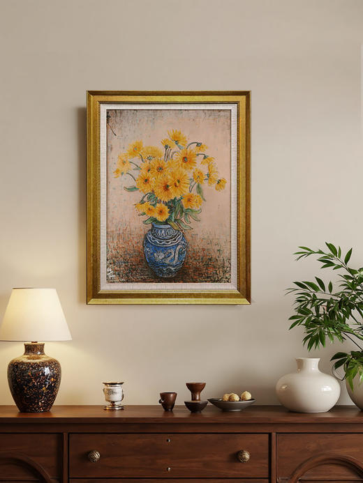 伽罗 JALO 潘玉良挂画-《青龙瓶与黄菊花》 商品图2