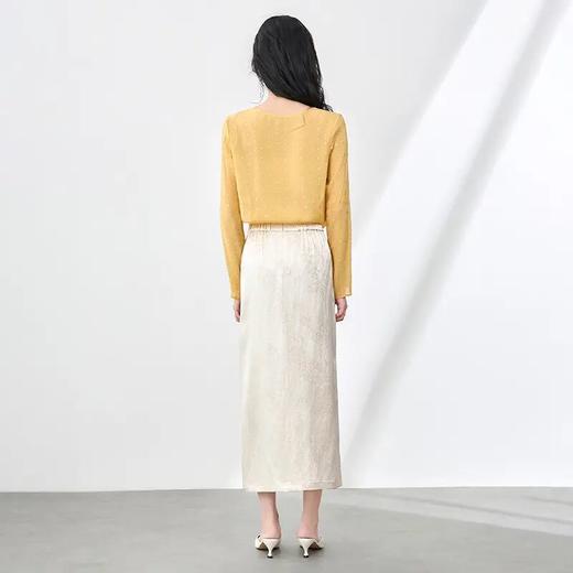 「高货wl」全新升级【铂金会员284/天猫379/差价95】(00227)洛诗琳人丝麻提花新中式半裙2025夏季优雅玉石扣国风半身裙00227 商品图3