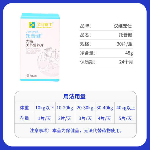 汉维宠仕托普健宠物鲨鱼关节软骨素猫狗关节保护钙片补钙金毛泰迪 商品图3