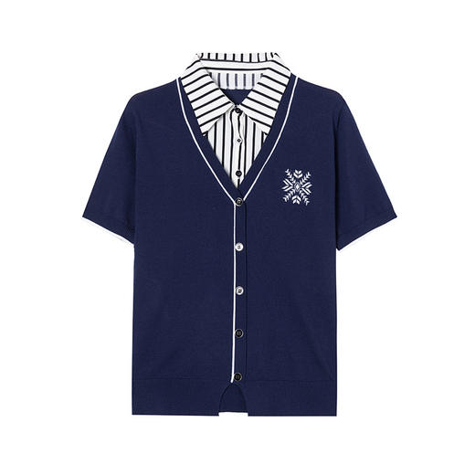 CC-66-2521假两件短袖t恤女夏季时髦洋气衬衫领拼接上衣气质轻奢小衫 商品图4