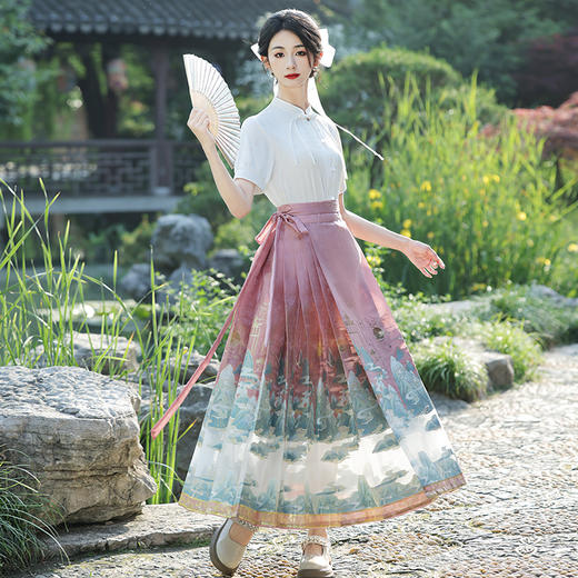 高端汉服明制马面裙，织金妆花拼接网纱MLS168 商品图4