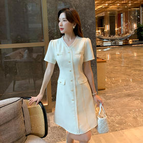 奢姿大码女装2025夏季法式小香风气质连衣裙胖妹妹V领时尚裙子9952853117