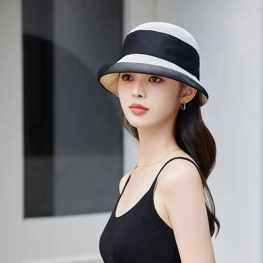 紫宝桑蚕丝和纸轻便时尚百搭前翘防晒气质简约渔夫帽 商品图5