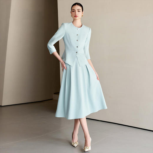 IWY/气质蓝色职业西装套裙女夏季新品高级感上镜两件套正装WCS130 商品图4