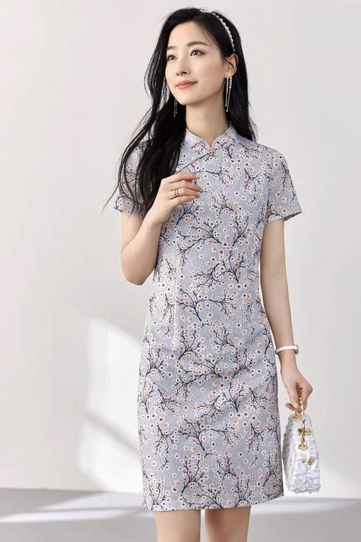 OUNIXUE/欧昵雪 气质温柔立领改良式旗袍连衣裙 18444 商品图0