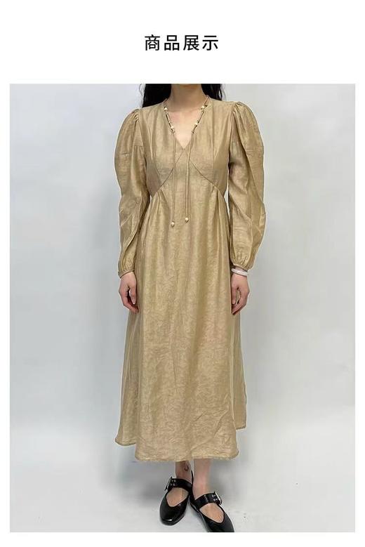 中秋大力度清仓~（不支持退）NO退~｛ 连衣裙系列 ｝83%天丝暗纹V 领提花设计感连衣裙24092-喜出 商品图4