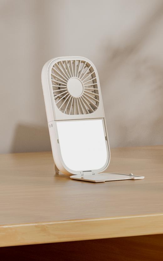 ✨【积米折叠桌面小风扇挂脖镜子风扇】 ✅三档调节，可柔可强劲，💰三档风力调节，满足日常需求 ✅密集网格🤩，均匀且密集的切割气流，旋风结构设计，创造强劲柔和的风 商品图2