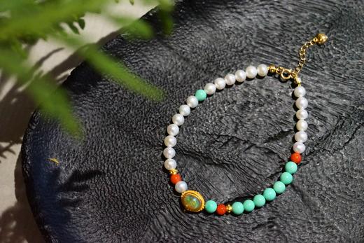 18K+足金珍珠绿松欧泊手链 特价 商品图0