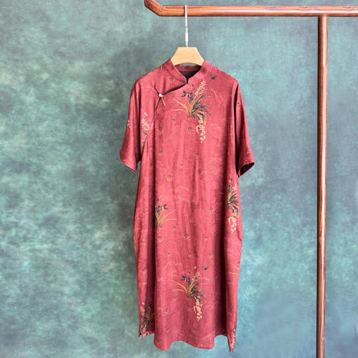 2020春夏中式国风复古文艺桑蚕丝香云纱连衣裙女捌YU0032捌 商品图4