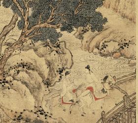 山庄客至图 复制画