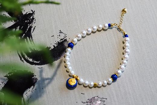 18K+足金珍珠青金石手链 特价 商品图0