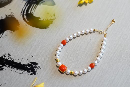 18K+足金珍珠珊瑚手链 特价 商品图0