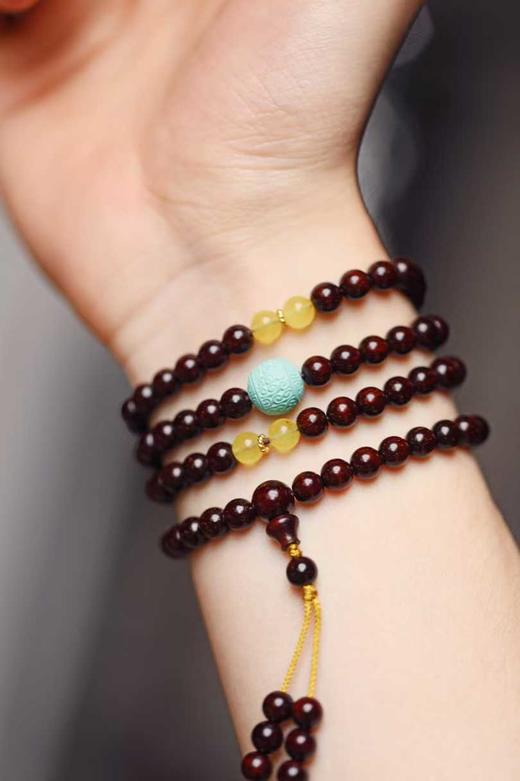 原创小叶紫檀手串满金星0.6*108颗 商品图0