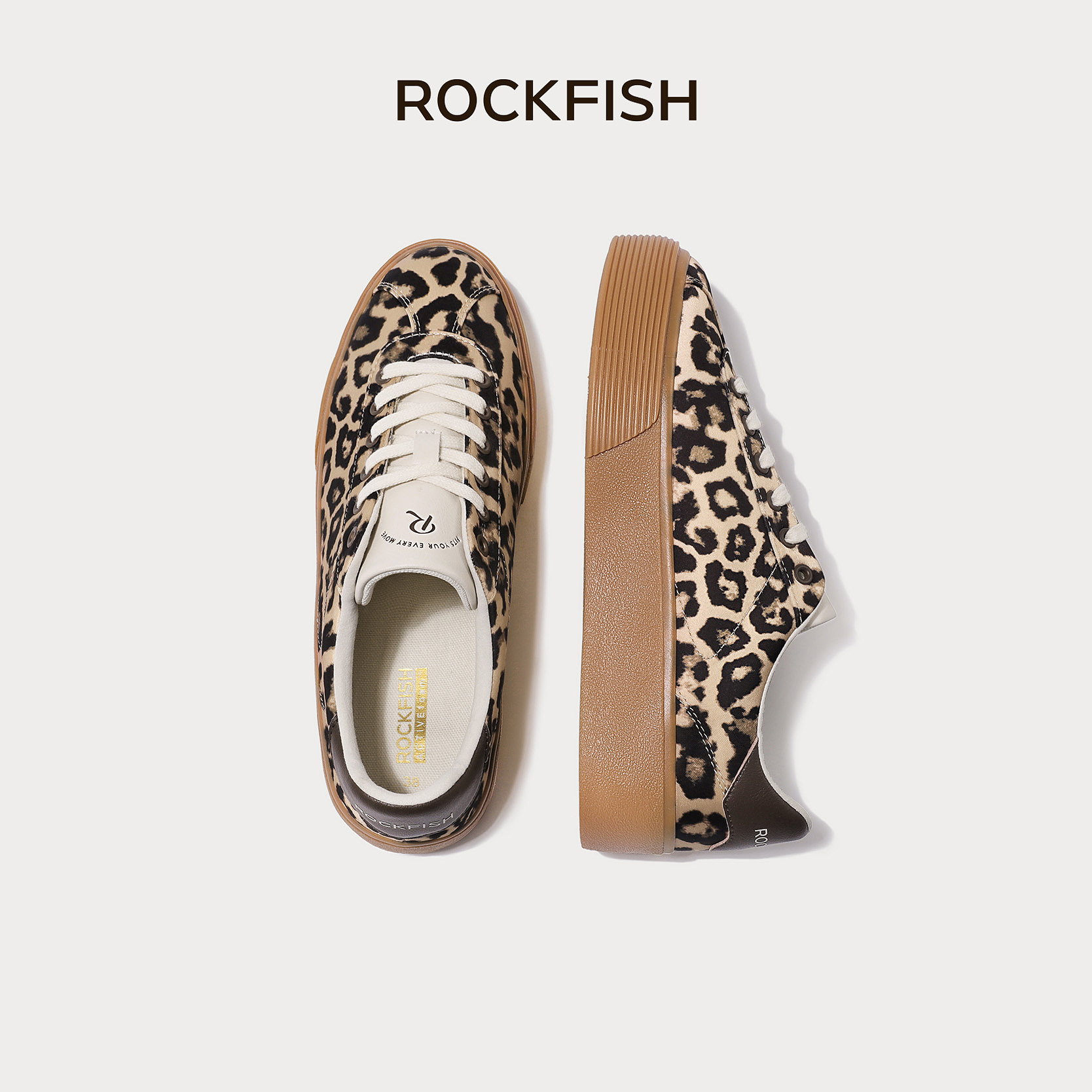 Rockfish【天赋一饼】901厚底豹纹德训鞋美式复古增高芭蕾时尚休闲板鞋