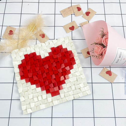 情人节好礼！【爱心积木，送你一份浪漫手工礼~】律动之爱心像素 创意DIY积木 立体拼图相框 桌面摆件 情人节表白礼物-QQ 商品图3