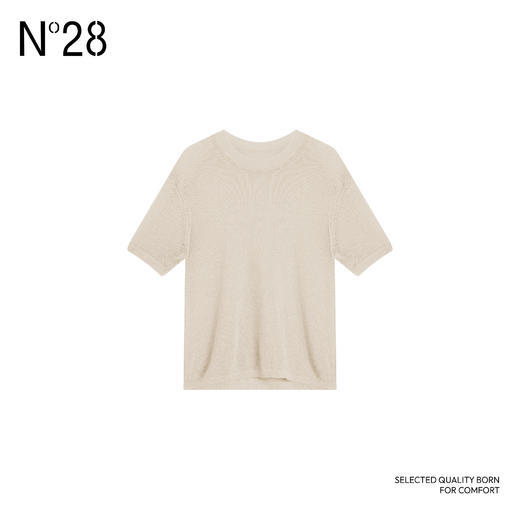 N°28 夏季2025新款法式设计感短袖针织衫女垂感圆领套头T恤上衣895251M501 商品图5