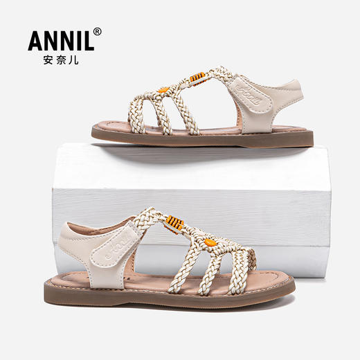 ANNIL/安奈儿女童百搭露趾罗马风时尚软底休闲凉鞋2025夏季新款HG5206307 商品图0