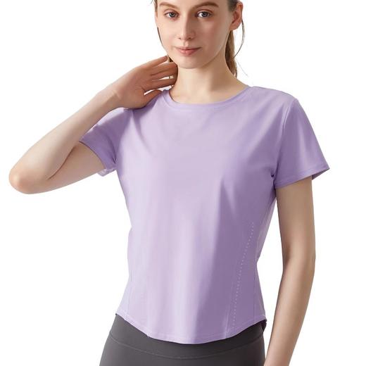 跃牌【安琪拉系列】新款短袖透气修身侧发光条圆领薄款瑜伽运动短袖DX-5032 商品图4