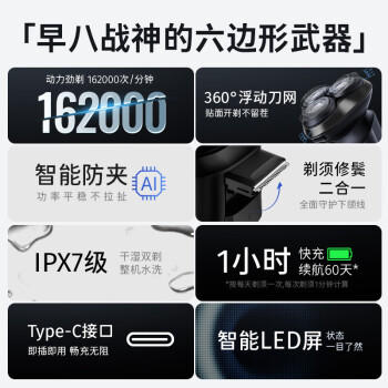 飞科博锐电动剃须刀男士刮胡刀剃胡子全身水洗快充车载便携款刨剃生日礼物送男友送老公  博锐PS166 商品图6