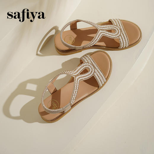 Safiya/索菲娅2025波西米亚闪钻珍珠露趾休闲坡跟罗马仙女鞋SFD2115349 商品图6
