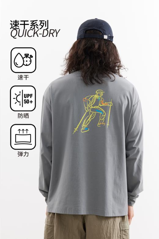 吃茶去chichaqu25速干吸湿排汗棉感防晒印花长袖T恤运动户外休闲 商品图0