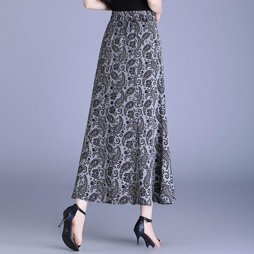 MYX-AS-7331-L时尚印花半身裙2025夏季新款垂感修身显瘦A字裙高腰通勤气质长裙 商品图2