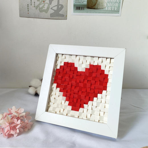 情人节好礼！【爱心积木，送你一份浪漫手工礼~】律动之爱心像素 创意DIY积木 立体拼图相框 桌面摆件 情人节表白礼物-QQ 商品图6