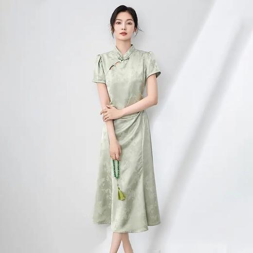 「高货wl」全新升级【铂金会员358/天猫479/差价121】(00038)洛诗琳新中式浮雕提花连衣裙2025夏季复古国风改良显瘦裙子00038 商品图0