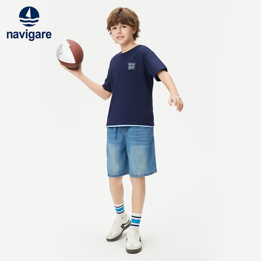 【纳维凯尔】【索罗娜凉感】【120-165】Navigare意大利小帆船男童夏款短袖T恤 商品图2
