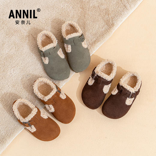 ANNIL/安奈儿软底童鞋冬季新款儿童休闲百搭保暖毛毛鞋加绒勃肯鞋HG4401167 商品图4