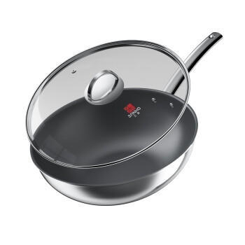 三禾0涂层炒锅无涂层不粘锅电磁炉通304不锈钢含钛炒菜锅32cmLC32S11 商品图2
