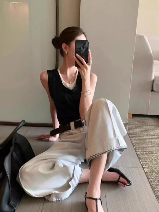  8.10秒杀 品质~爆款牛仔-6909白色2025春夏季新款显瘦百搭翻边洋气高腰直筒牛仔裤-喜出 商品图3