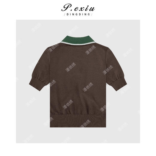 PanYiXiu/潘依绣【摩卡慕斯】麻料可露丽风撞色针织POLO短袖 C009 商品图2