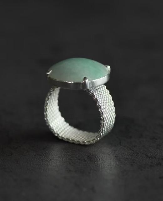 翡翠扣银编戒指 商品图1
