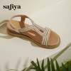 Safiya/索菲娅2025波西米亚闪钻珍珠露趾休闲坡跟罗马仙女鞋SFD2115349 商品缩略图7