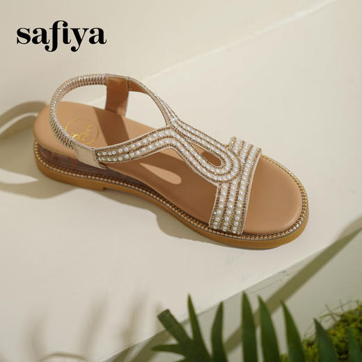 Safiya/索菲娅2025波西米亚闪钻珍珠露趾休闲坡跟罗马仙女鞋SFD2115349 商品图7