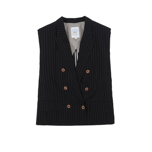 谜底西装马夹女2025夏季新品复古风通勤宽松H型中长马甲252MM0674 商品图4