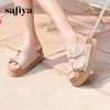 Safiya/索菲娅2025复古反绒圆头外穿休闲百搭松糕厚底勃肯凉拖SFD2110154 商品缩略图1