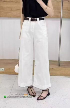  8.10秒杀 品质~爆款牛仔-6909白色2025春夏季新款显瘦百搭翻边洋气高腰直筒牛仔裤-喜出