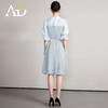 AD夏季蓝色连衣裙女轻奢高级感气质衬衫领拼接优雅设计感西装裙子 商品缩略图4